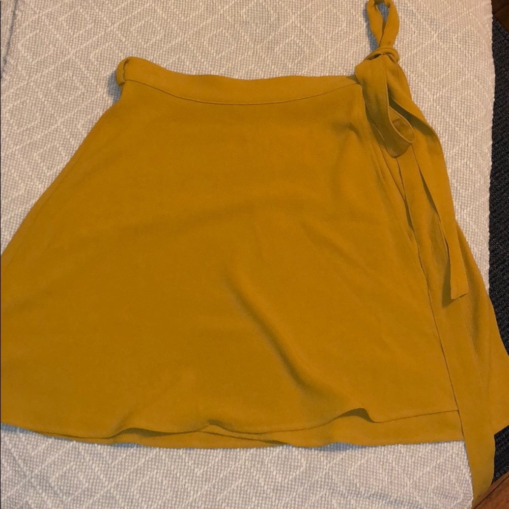 American Apparel Demi Wrap Skirt Mustard Crepe